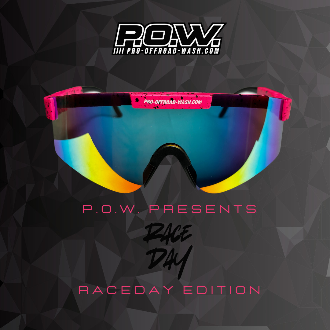  P.O.W. Sonnenbrille Raceday Edition + Schnelle Brille + Motocross Fahrrad Sonnenbrille Fahrradbrille Sportbrille, Polarisierte UV400 Schutzbrille für Outdooraktivitäten